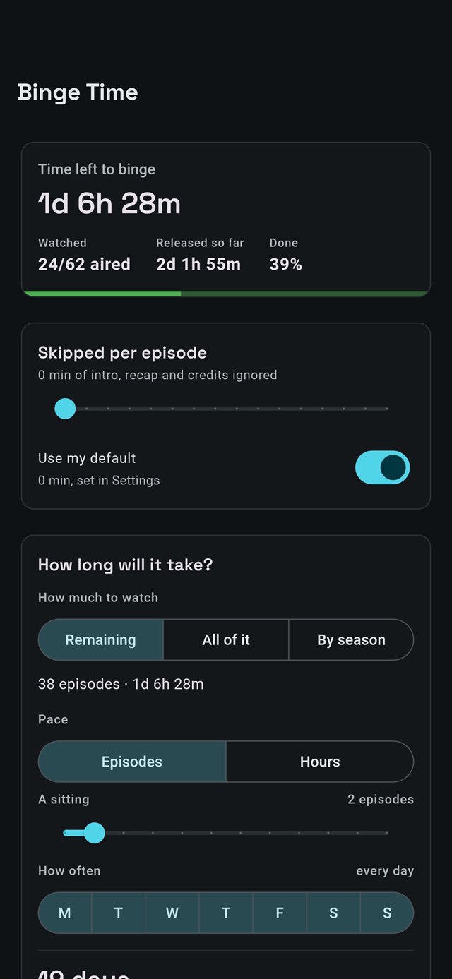 The binge planner on a phone.